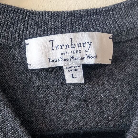 Turnbury Men's Extra Fine Merino Wool Gray V-Neck Sweater Vest Size L - Picture 4 of 5